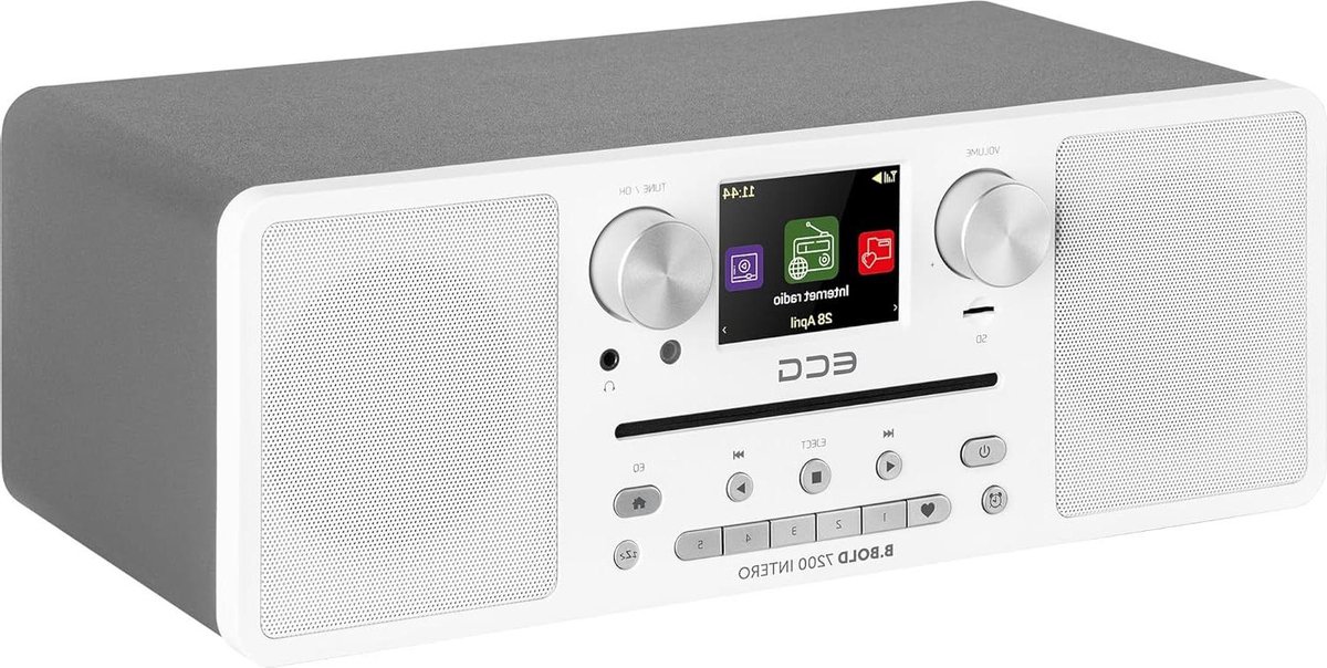 Internetradio CD Speler - Muziekspeler Radio - Muziek Luisteren - Draadloze Bluetooth Streaming - 2 x 10 W - Wit