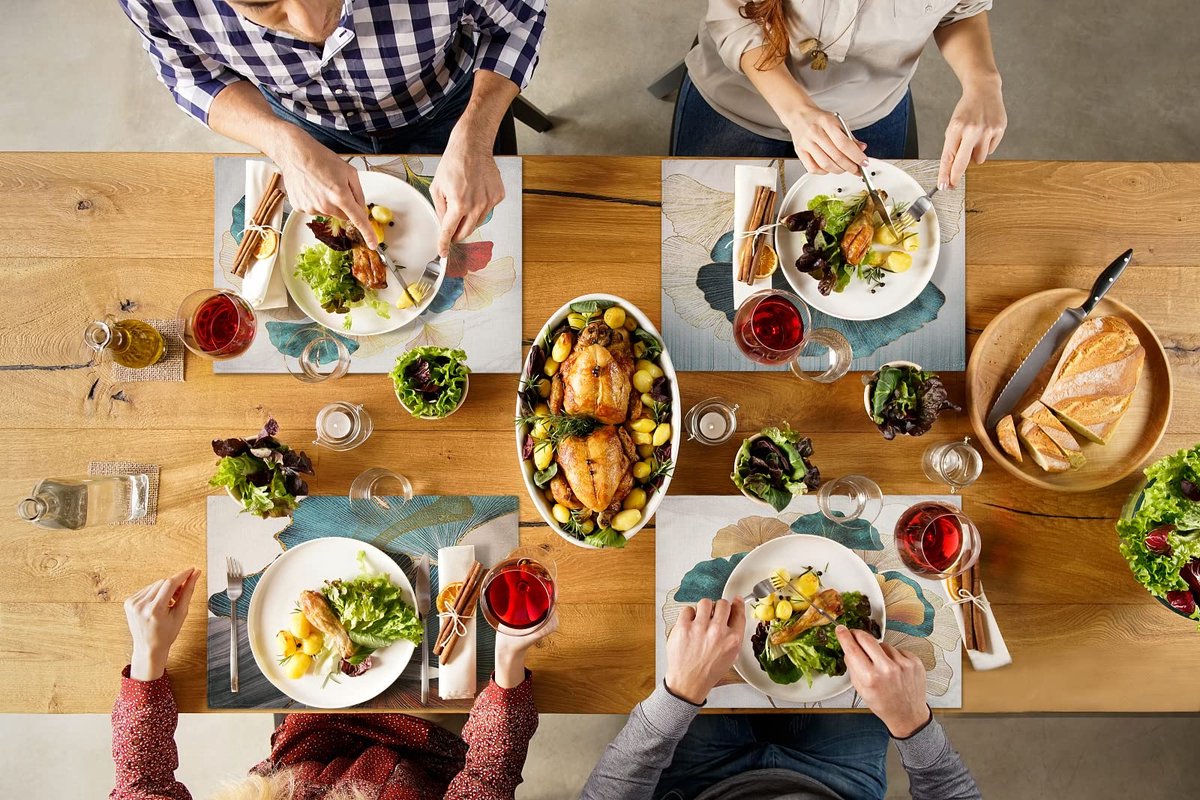 Placemats Stof Linnen Eettafel Placemats Wasbaar Placemats Blauw Groen Ginkgo Biloba Rood Bruin Patroon Rechthoekig Indoor Outdoor Keuken Decoraties 45x32cm