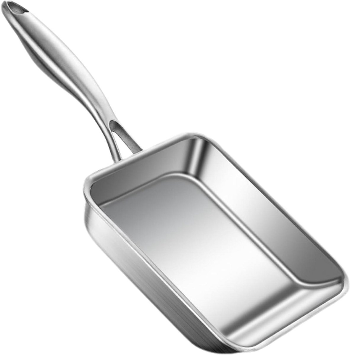 Omelet Pan - Japanse Koekenpan - Eieren Bakken - Ongecoat RVS - 16 x 16 cm - Zilver