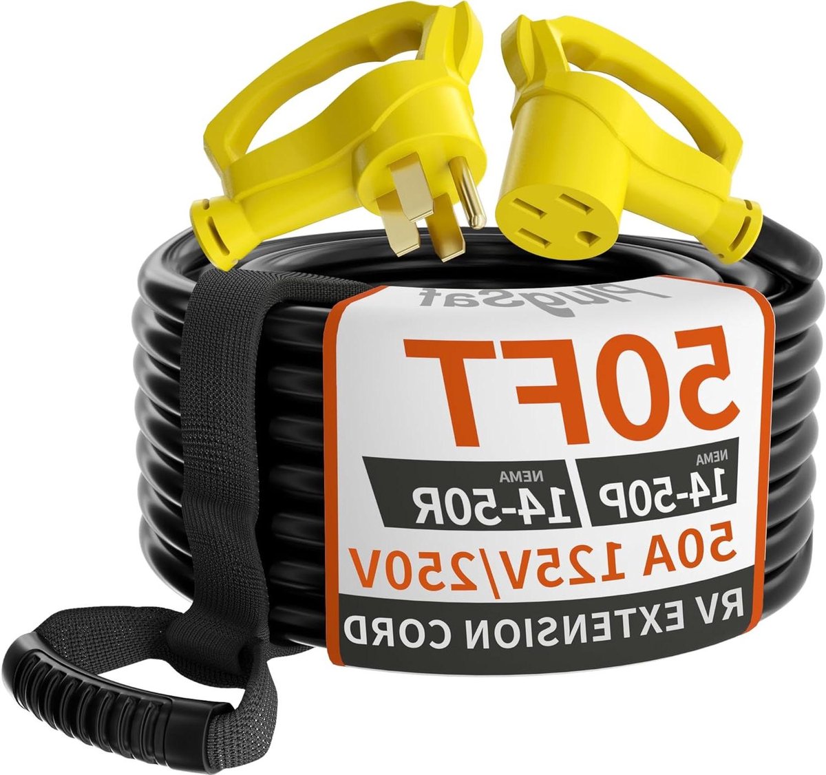RV Verlengkabel - Stroomkabel Camper - Stroomvoorziening Buiten - Heavy Duty Kabel - 50 ft - Zwart Geel