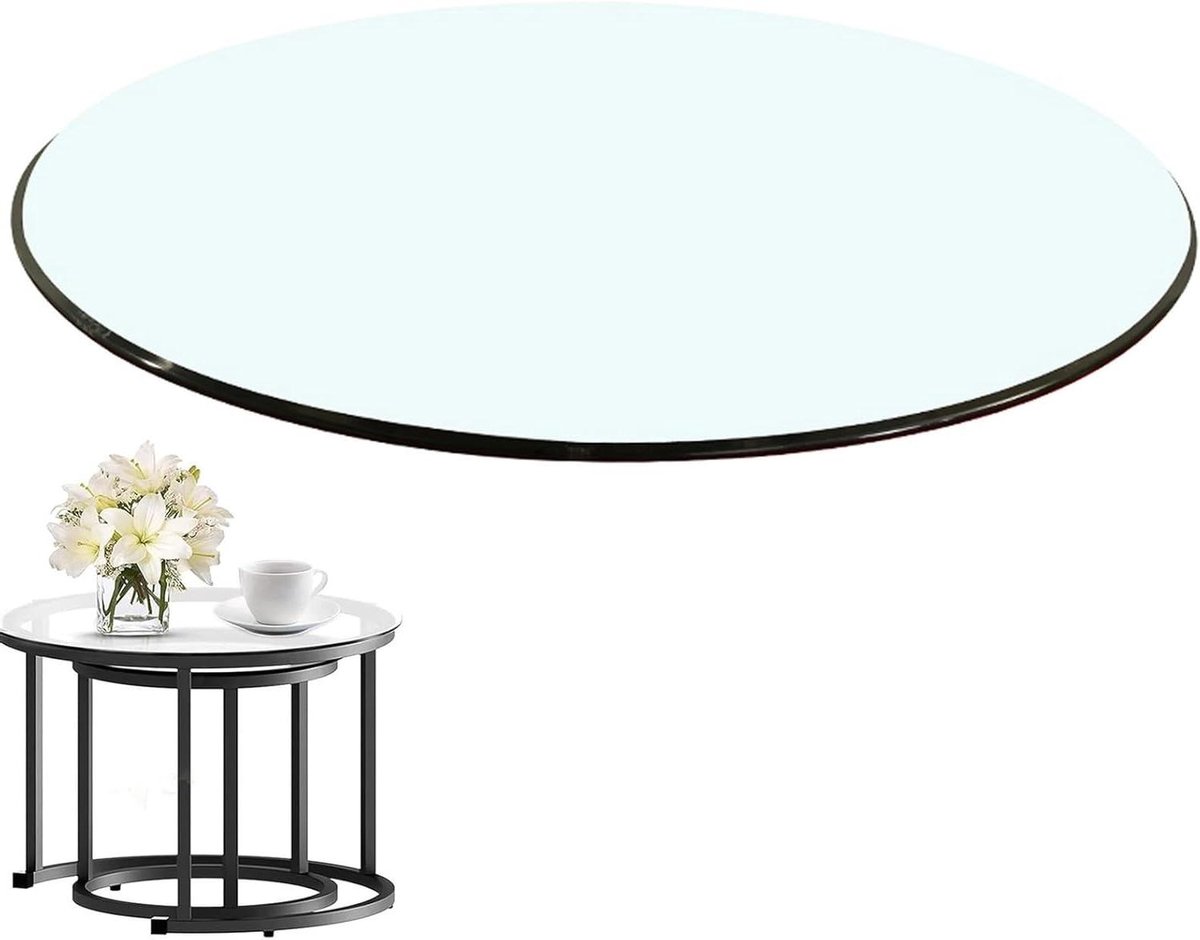 Tafelblad van gehard glas - Glazen tafelblad Rond - Tafel Beschermen - Veiligheidsglas - 45 cm - Transparant