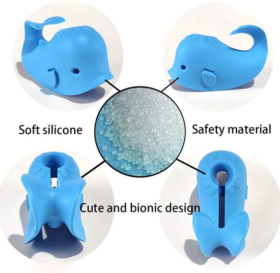 Badkraan beschermhoes walvis van siliconen - Siliconen Kraanbeschermer - Badkraanbeschermer - Badkameraccessoires - Kinderbeveiliging in de badkamer- Siliconen kraanbeschermer voor babybadje - Blauw — afbeelding 2