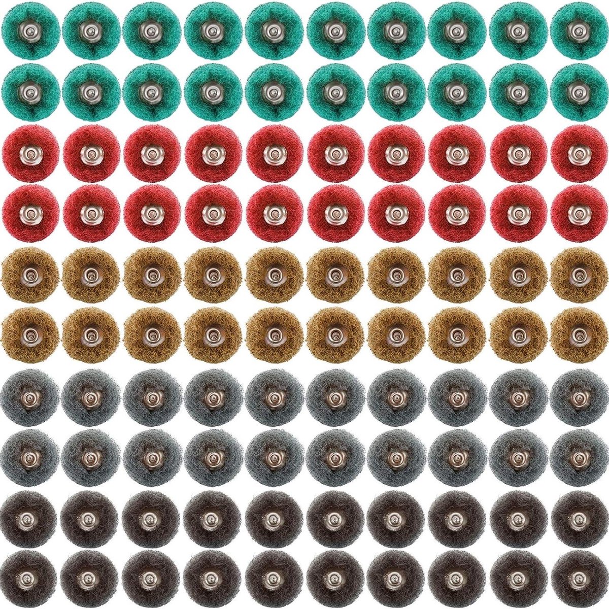 Schurende Wielen - Polijstwielen Poetswielen - Metaal Bewerken - Fijn Slijpen - 25mm Diameter 1/8" Schacht - Multi-color