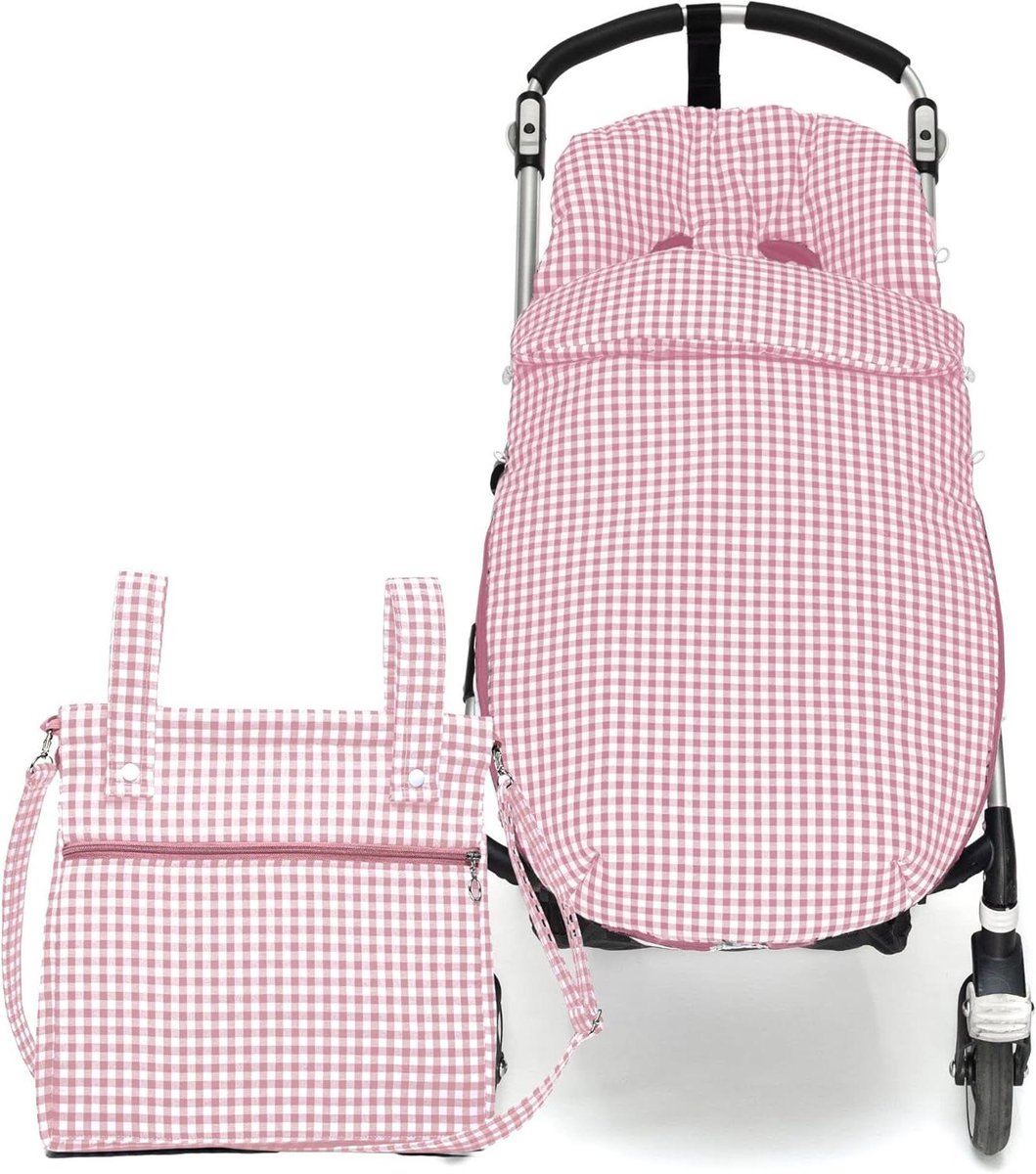 Voetenzak Kinderwagen - Kinderwagenzak Luiertas - Baby Comfort - Handgemaakt Katoen - 35x36x10 cm - Stoffig Roze