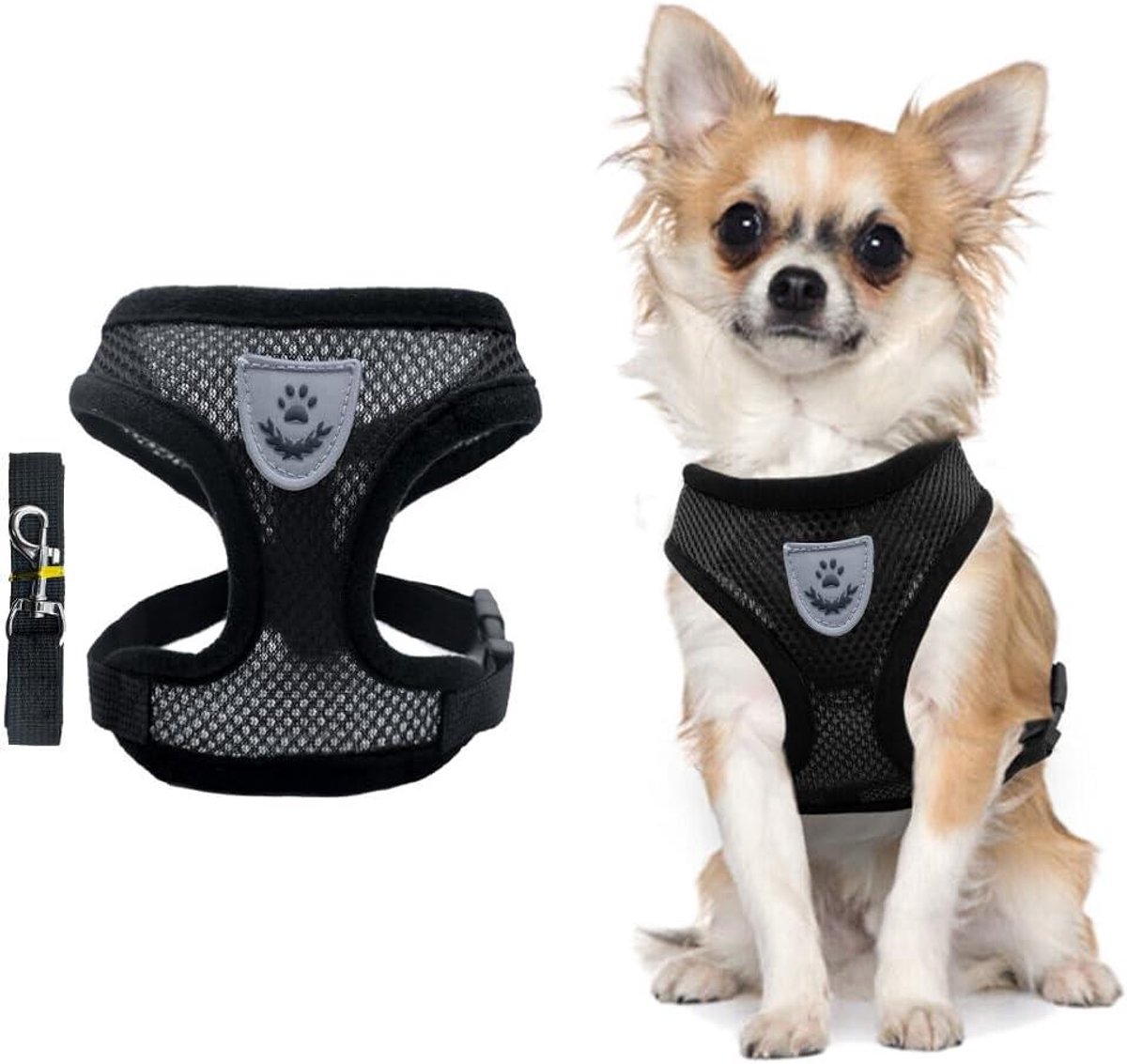 Hondenharnas - Honden tuigje - Dagelijkse wandelingen - Ademend mesh design - Maat M - Zwart