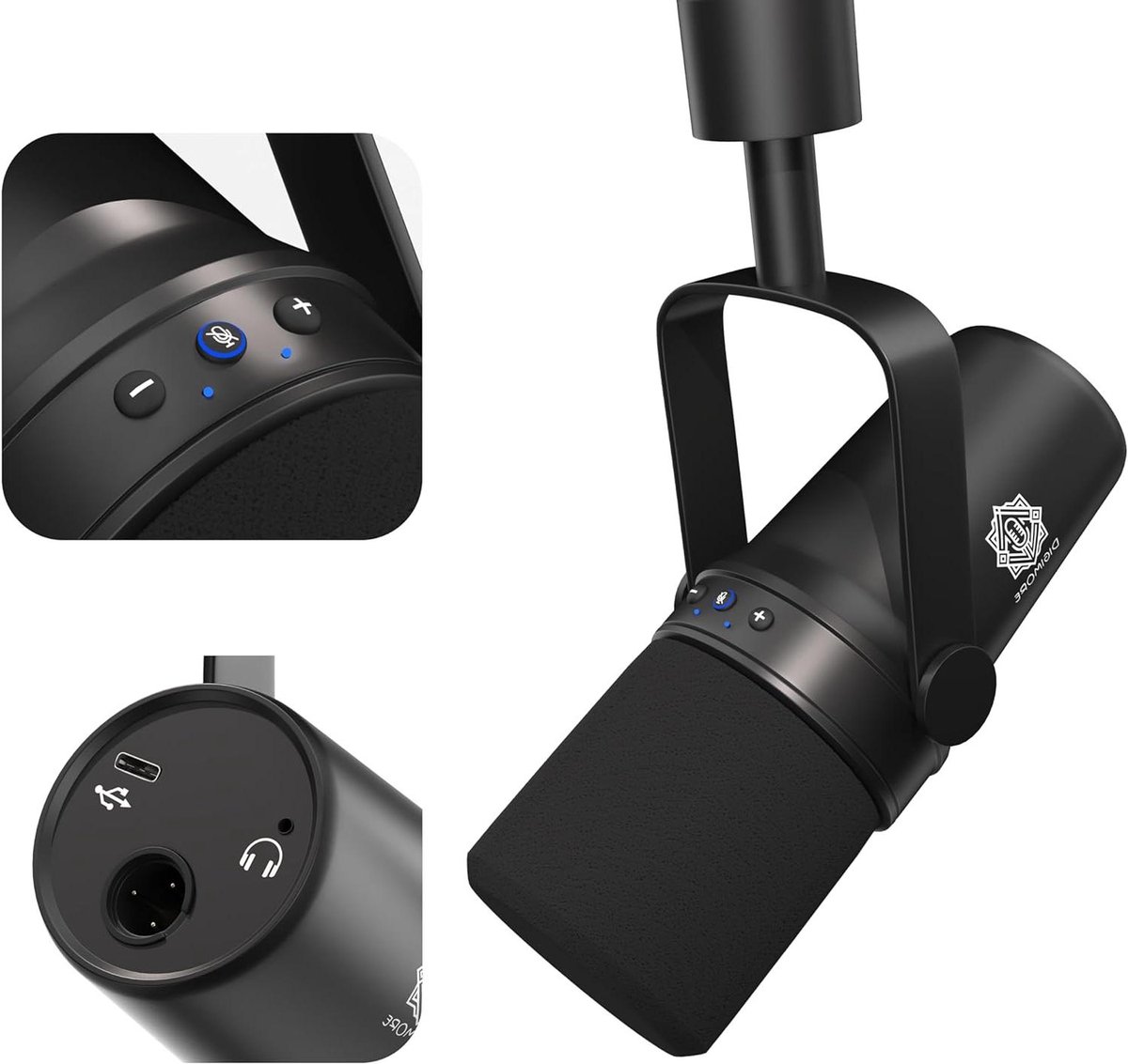 Dynamische Podcastmicrofoon - USB XLR Microfoon - Streaming en Gaming - Hoge Sample Rate - 192 kHz - Zwart