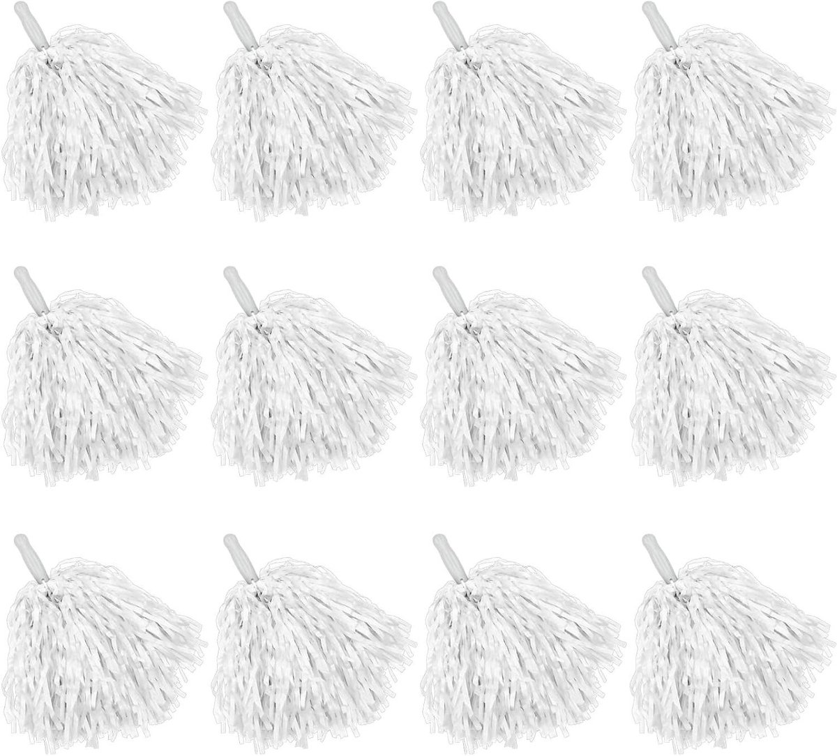 Kunststof Pompons - Cheerleading Pompons - Sportevenementen - Zacht Plastic - 25 cm - Wit