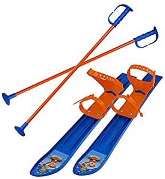 Kinder Skiset - Plastic Ski's - Winterpret Leren - Verstelbare Bindingen - 60 cm - Lichtblauw