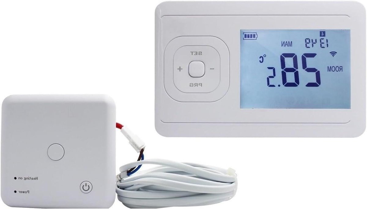 Wifi Thermostaat Met Ontvanger - Draadloze Kamerthermostaat - Zone Verwarming - App Bediening - 1.3 x 3.4 x 13.6 cm