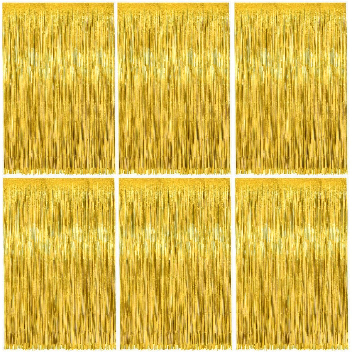 6 stuks gouden lametta gordijnen, 1 m x 2 m glitter gordijn voor feest, verjaardagsdecoratie, bruiloft, festivals en podiumdecoratie