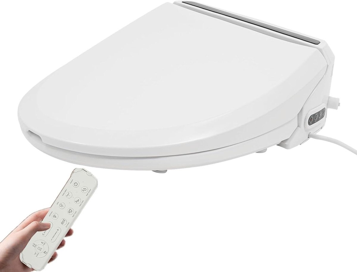 Bidet Toiletbril - WC Bril Douche - Persoonlijke Hygiëne - Verwarmd Water en Zitting - 51 x 39 cm - Wit