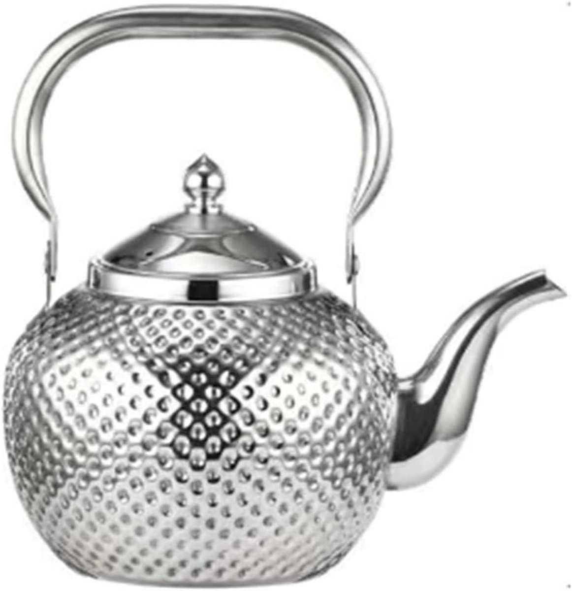 Thee Ketel - Theepot Waterkoker - Thee Zetten - Gehamerd Design - 1.2 Liter - Zilver
