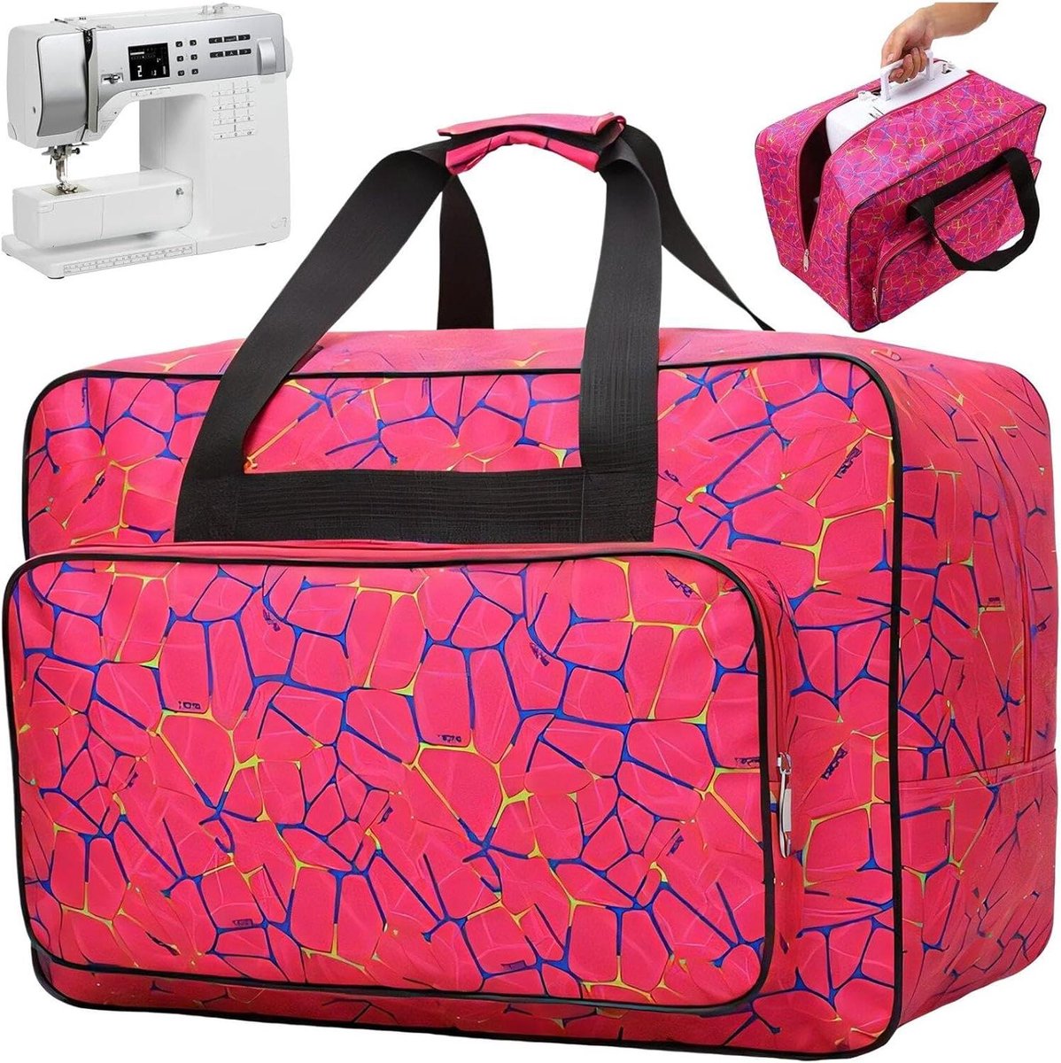 Naaimachine Tas - Reistas Naaimachine - Naaimachine Opbergen - Met Voorvak - 45 x 25 x 32 cm - Roze