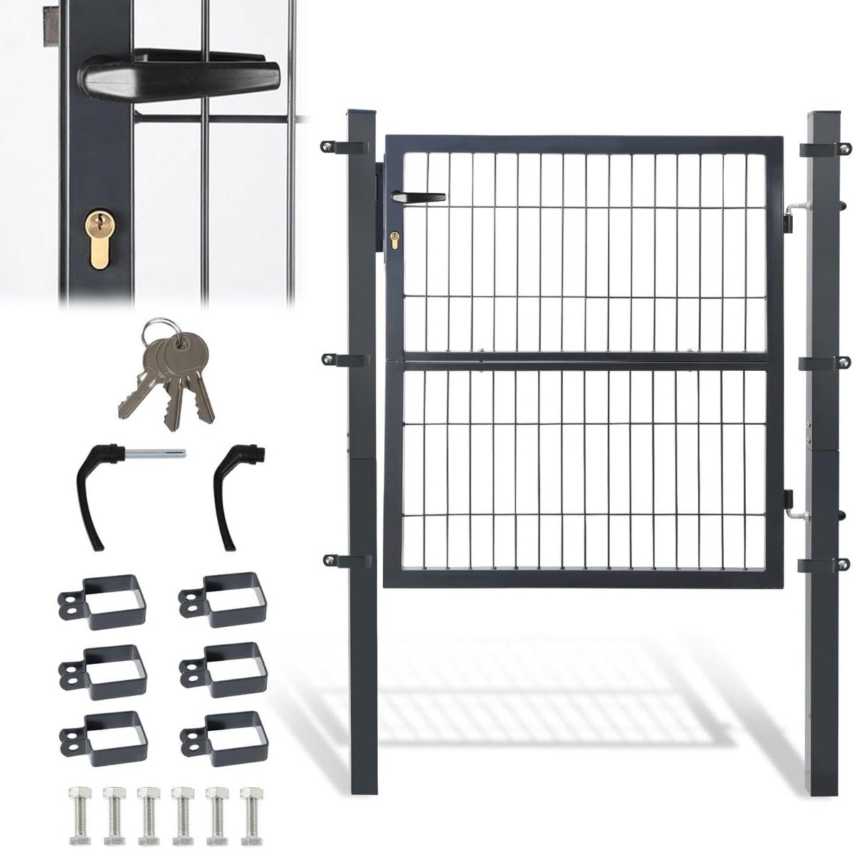 Tuinpoort Staafmat - Hekdeur Omheining - Tuin Afbakenen - Verzinkt Staal - 120 x 100 cm - 