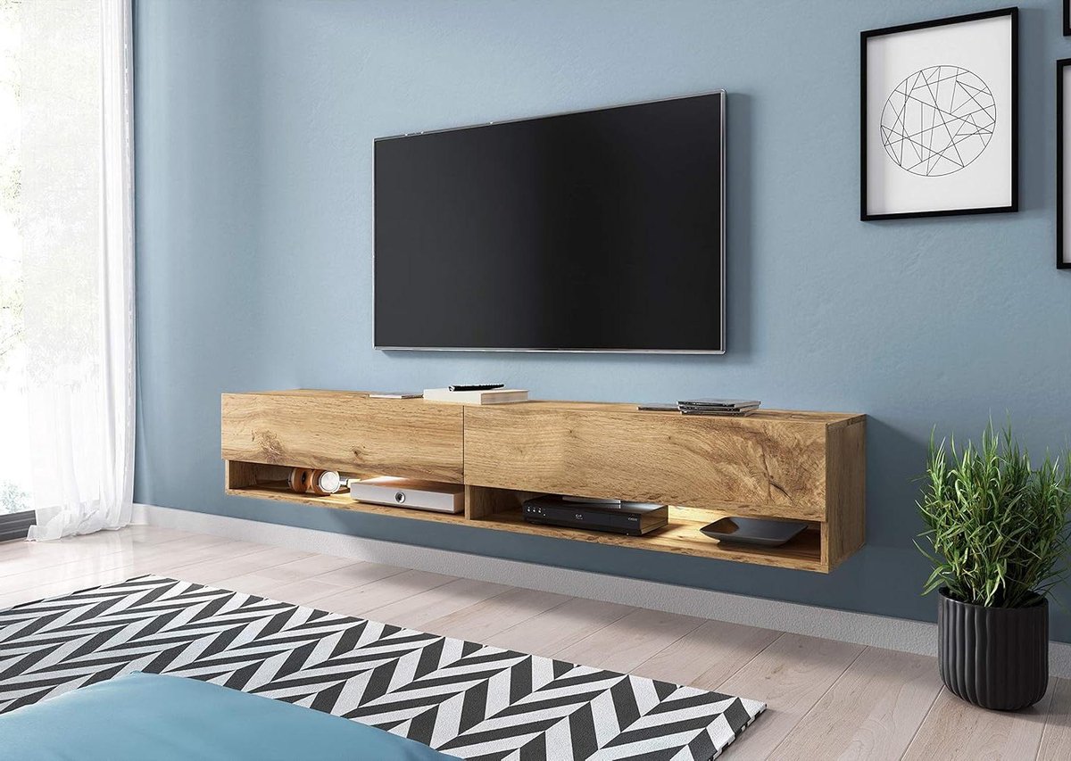 Tv-meubel - Woonkamerkast - Entertainment opbergen - Industriële stijl - 180 cm - Eiken Wotan