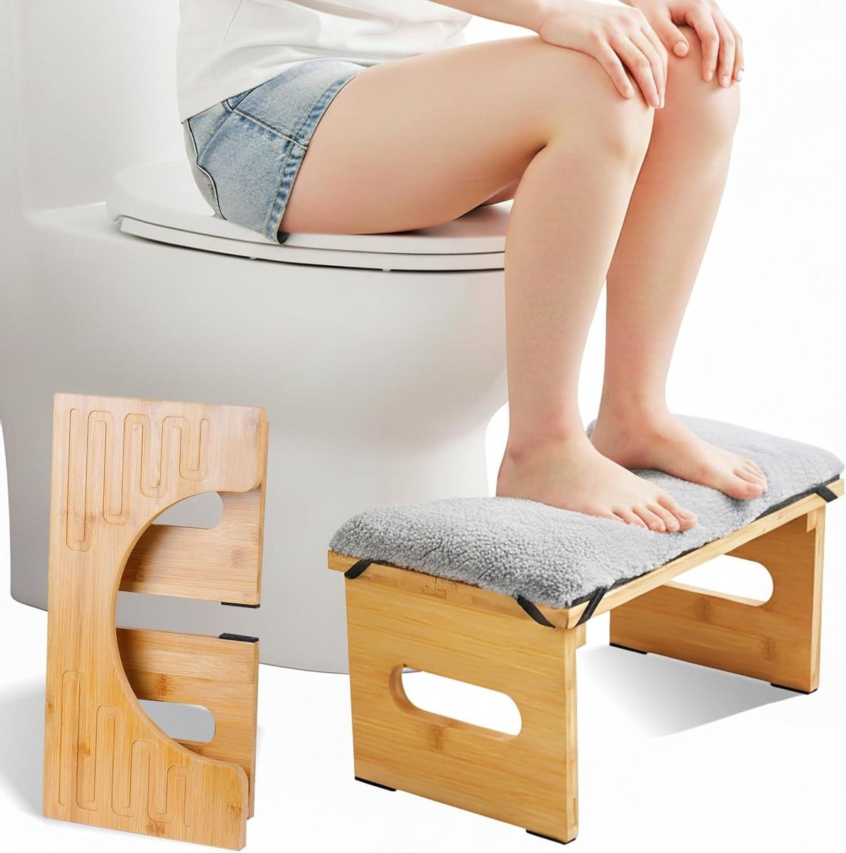Toiletkruk - Krukje Toilet - Comfortabel Zitten - Opvouwbaar Ontwerp - 24 x 43 x 8 cm - Wit