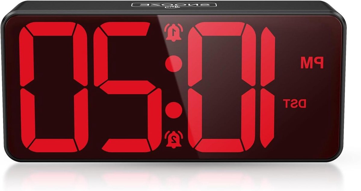 Digitale Wekker - LED Klok Batterij - Nachtkastje Gebruik - Automatische Nachtmodus - 2 inch Cijfers - Zwart