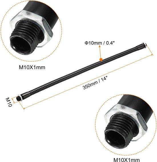 Flexibele Zwanenhals Buizen - Buigbare Slang Metaal - Doe-het-zelf Projecten - Universele M10 Schroefdraad - 14 inch - Zwart — afbeelding 2