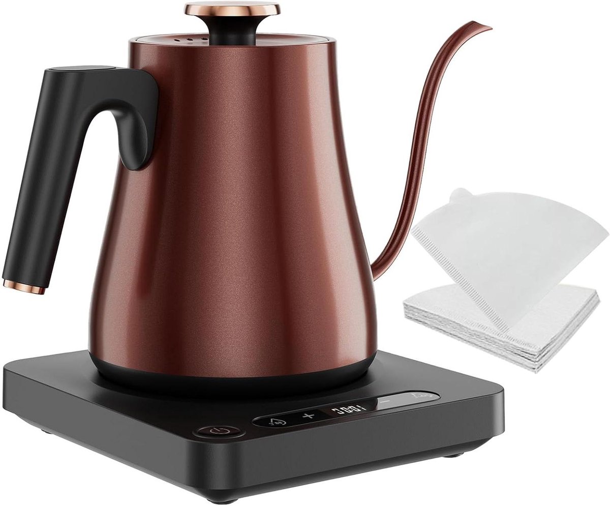Elektrisch Kookstel - Waterkoker Ketel - Thee en Koffie - Temperatuurregeling - 1 Liter - Koper