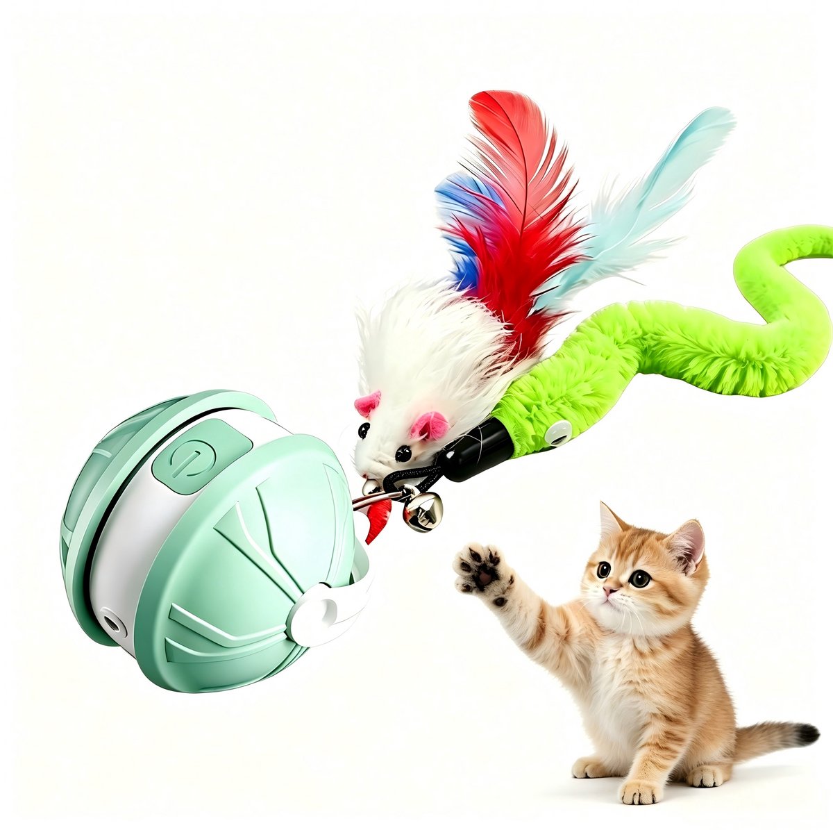 Automatisch Kattenbal En Hondbal - Springbal Met Touw - Zelfspeel Speelgoed Voor Katten En Honden