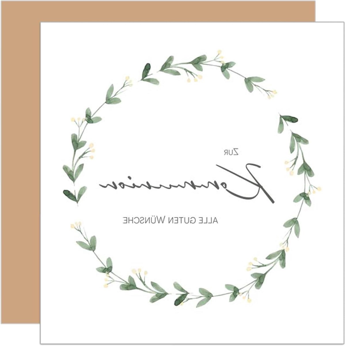 Wenskaart Communie - Communiekaart Dubbel - Felicitatie Versturen - Designer Premium Kwaliteit - 145 x 145 cm - Neutraal