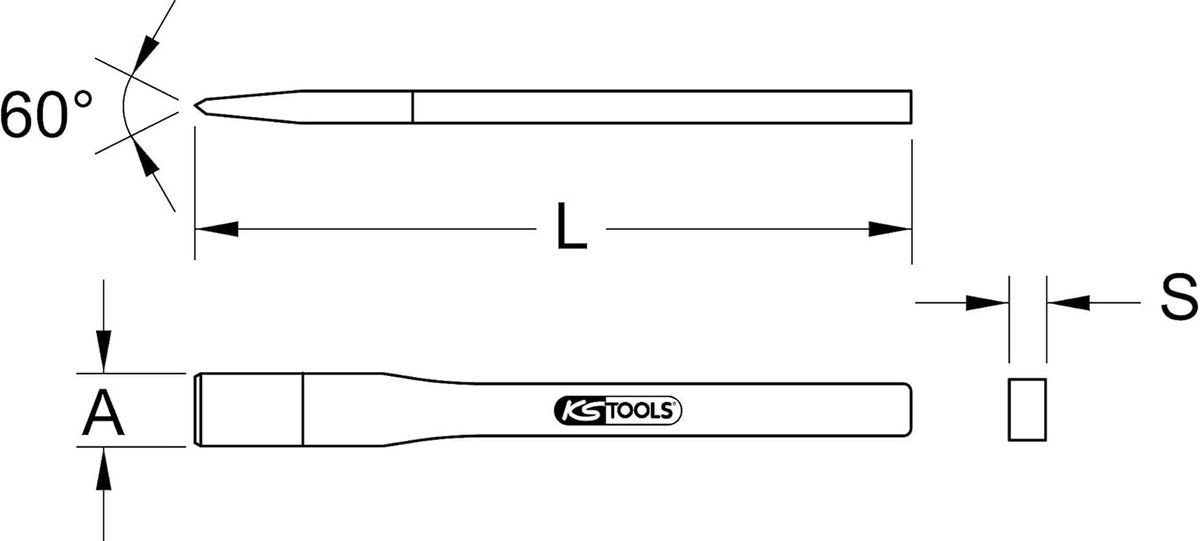 Metselaarsbeitel - Steenbeitel Hakbeitel - Muren Sloopwerk - Naslijpbare Snijvlakken - 30x300mm - Goudkleurig