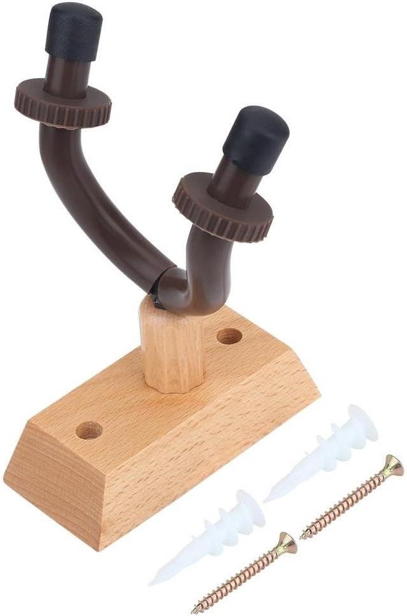 Gitaar Wandhouder - Instrumenten Hanger - Muziek Opslag - Beschermende Siliconen - 10 x 4.5 x 14.5 cm - Houtkleur