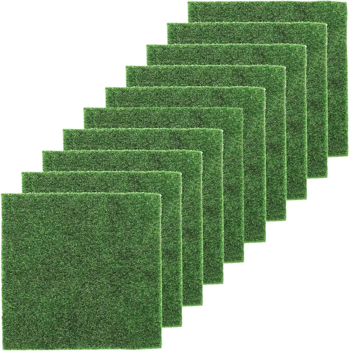 Kunstgras Panelen - Schuimgras Tapijt - Microlandschap Decoratie - Realistisch Groen Effect - 15 x 15 cm - Groen