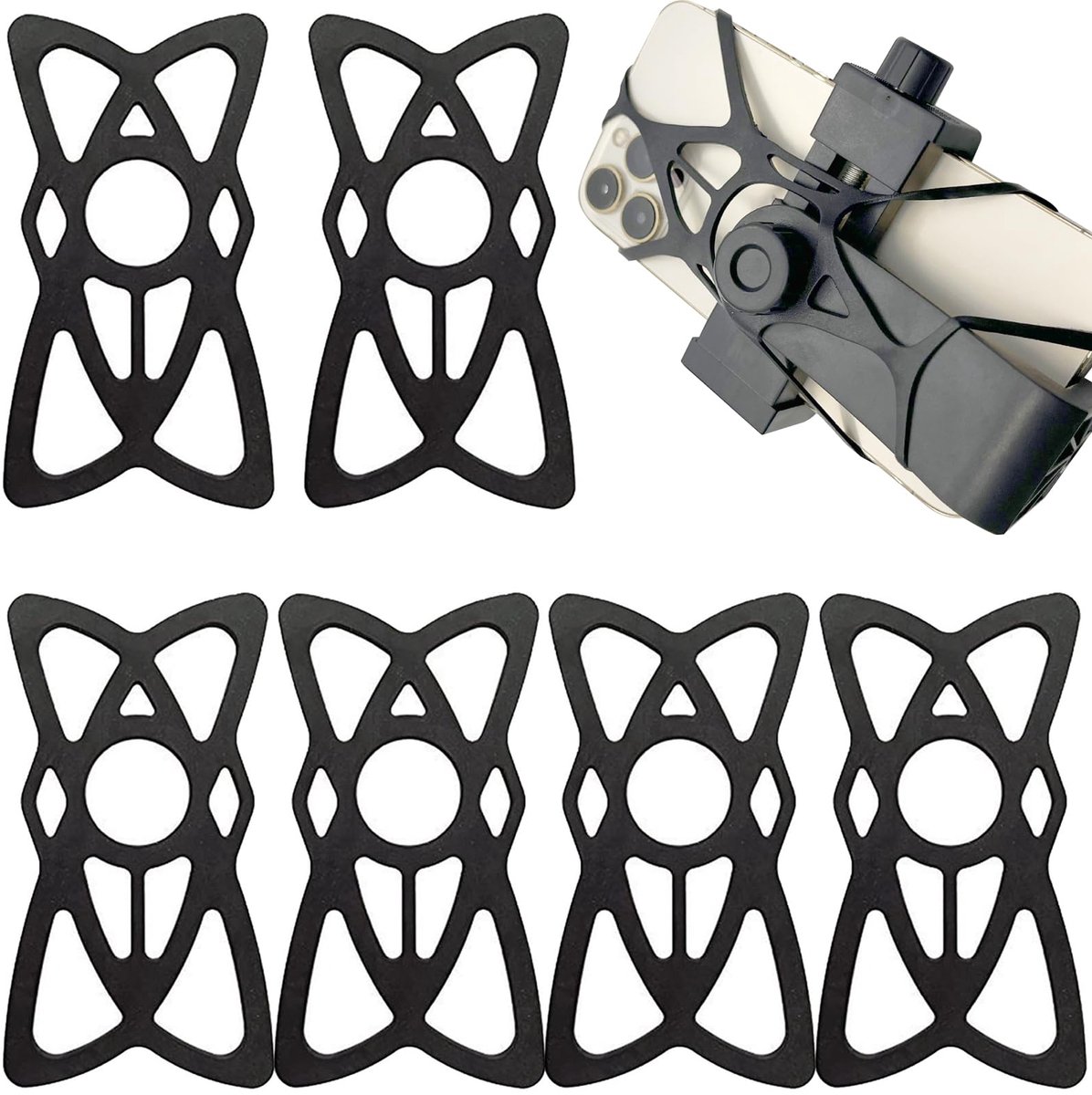 Telefoonhouder, telefoonhouder voor fiets, veiligheid van rubber voor telefoonhouder, voor fiets, motorfiets, stuur, scooter (zwart)