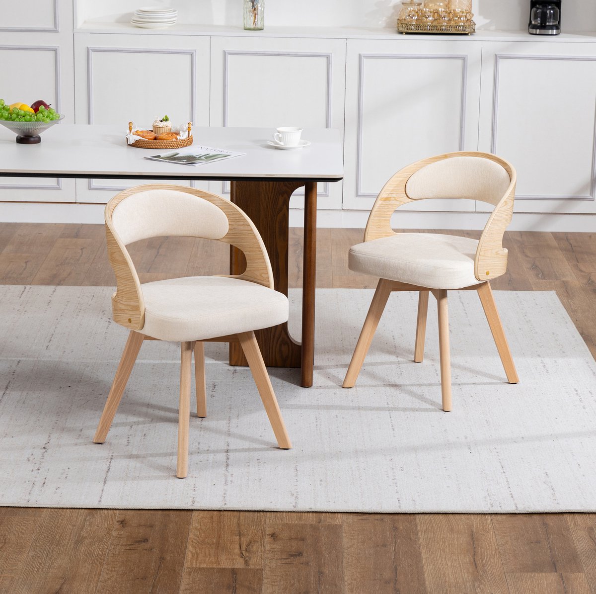 DESMIU Eetkamerstoel 44 x 41 x 75 cm - Draaibaar 360 Graden Met Ergonomische Rugleuning -
