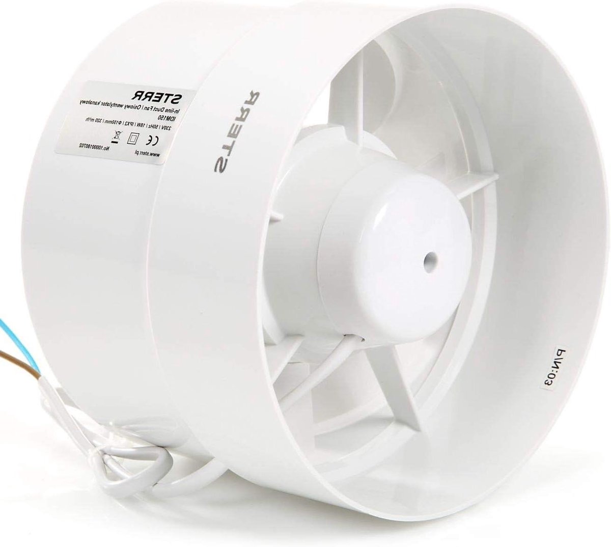 Kanaalventilator - Inline ventilator Afzuiger - Lucht Verversen - Stille Werking - 150 mm - Wit