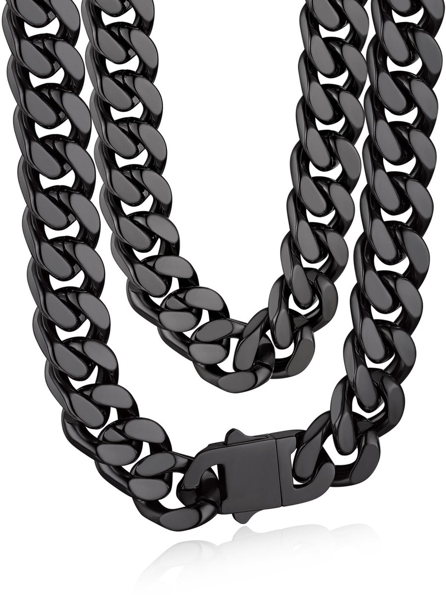 Halsketting voor heren, roestvrij staal, 5 mm breed, zilver/goud/zwarte ketting voor heren, selecteerbaar, 45 tot 76 cm lang, modesieraad, hiphop-ketting accessoires voor mannen en jongens