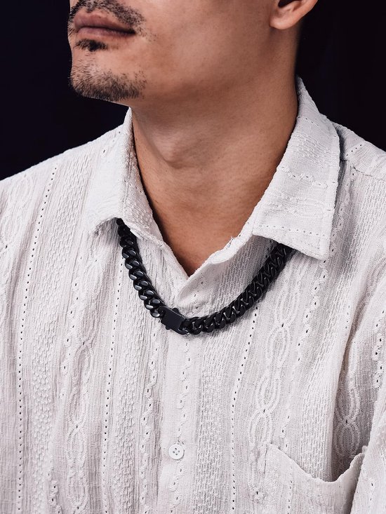 Halsketting voor heren, roestvrij staal, 5 mm breed, zilver/goud/zwarte ketting voor heren, selecteerbaar, 45 tot 76 cm lang, modesieraad, hiphop-ketting accessoires voor mannen en jongens — afbeelding 3