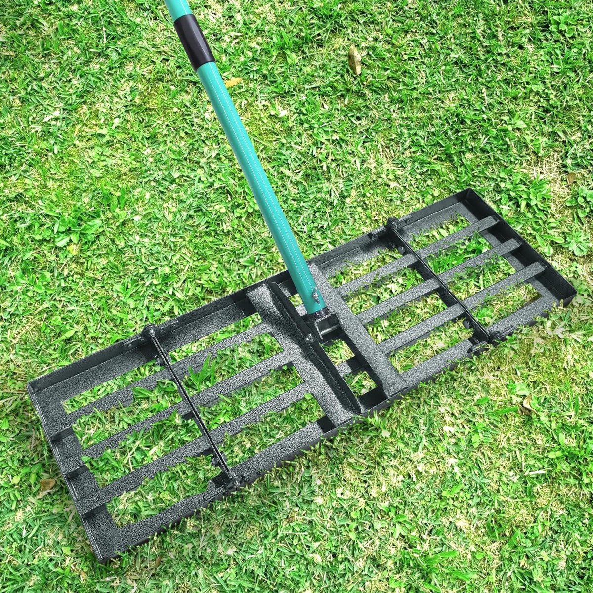 Gazon Egaliseer Rake - Tuin Leveler - Bodem Voorbereiden - Verstelbare Handgreep - 48 Inch Werkbreedte - Zilver