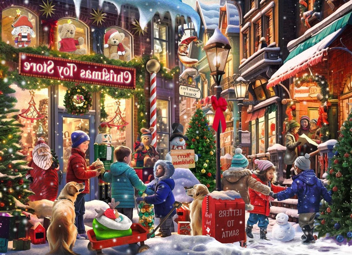 Kerst Speelgoedwinkel Puzzel - Vakantie Legpuzzel - Gezinsentertainment - Precisie Snijden - 1000 Stukjes - Kleurrijk