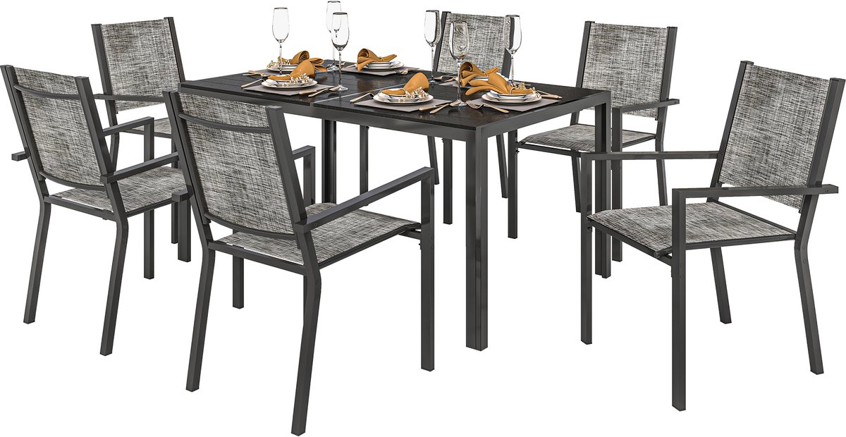 Outsunny Terraseetset - Staal - 150x90x71cm - Zwart