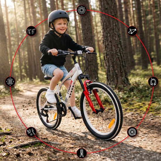 Tiger Bike Kinderfiets voor jongens van 6 tot 10 jaar, 20 inch Wit Rood, wielmaat te kiezen uit 6 versnellingen Shimano, in hoogte verstelbaar van Tiger Bike — afbeelding 3