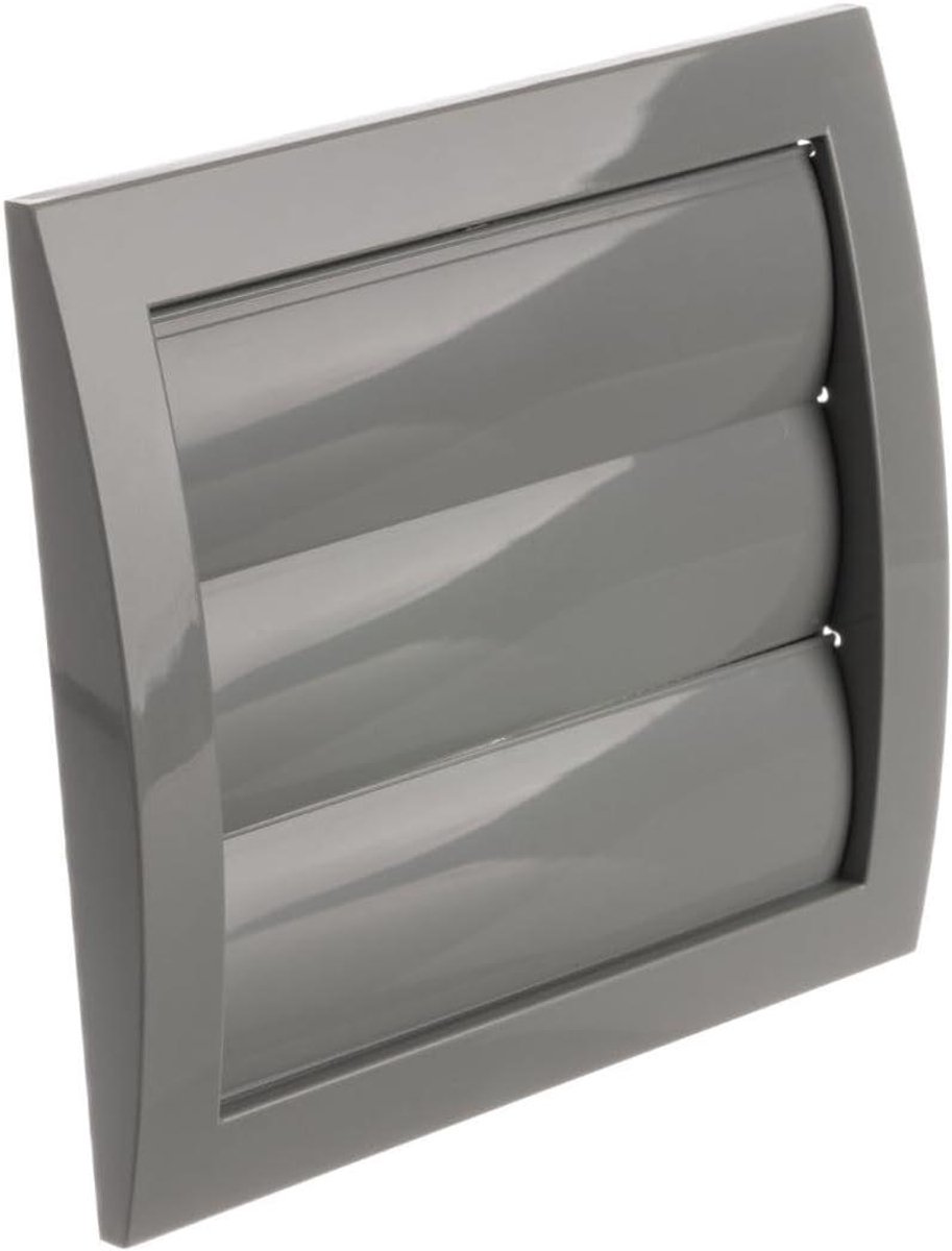 Ventilatierooster Kunststof - Afsluitrooster Lamellen - Ventilatie Binnen Buiten - Geïntegreerd Insectennet - 150x150 mm - Grijs