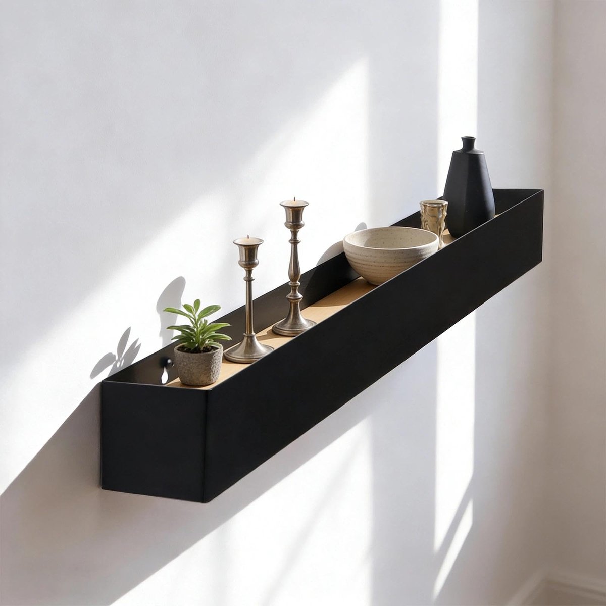 Wandgarderobe met plank, 60 cm, wandhaken, garderobe met 7 verborgen haken, kapstok garderobe met plank, zwarte jashanger, voor slaapkamer, woonkamer en entree