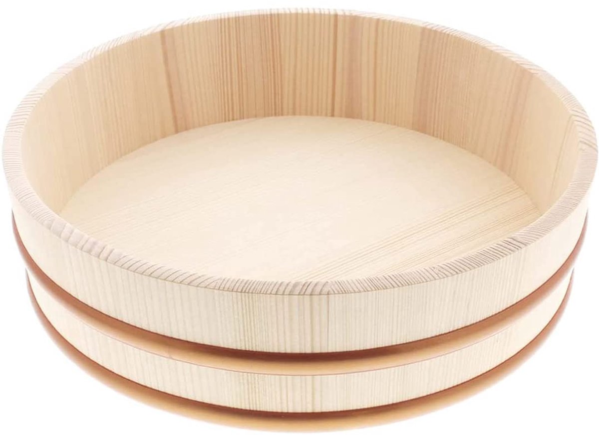 Houten Hangiri Sushi Rijst Mengkuip PP Band Gemaakt in Japan Gemaakt van Momi Spar Sushi Rijstkom Sushi Oke (27cm)