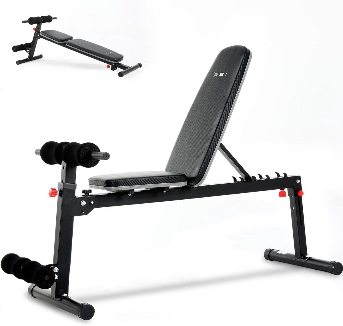 Trainingsbank Verstelbaar - Fitness Bank - Kracht Training - Geïntegreerde Beensteunen - 155 x 67 cm - Zwart