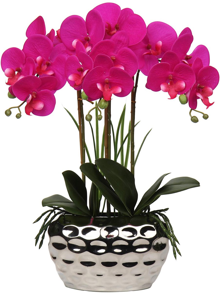 Kunstplant, orchidee, kunstdecoratie, kunstbloemen, als echt, voelen echt aan, keramische vaas, voor de vensterbank, hoogte van 44 cm