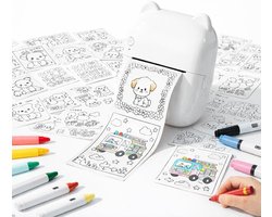 AI Mini Thermische Printer voor Kinderen met Spraakbesturing – Draagbare Inktloze Stickerprinter met Foto- en Afbeeldingengeneratie, voor Notities, Kleurplaten, Dagboek en DIY-Knutselprojecten