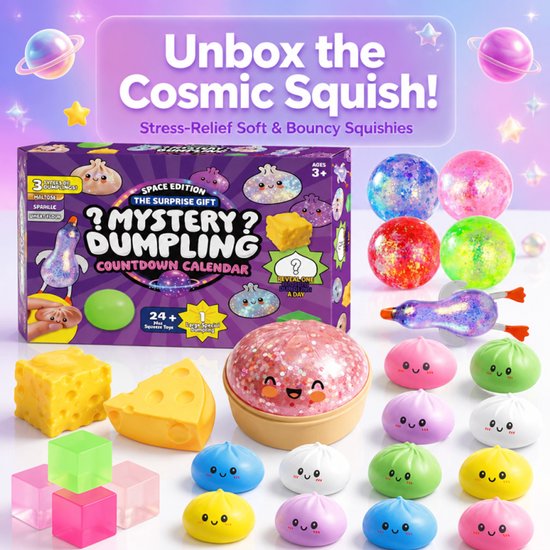 2026 Dumpling Squishy 24 stuks Dumpling Mystery Surprise Fidget Toys - Paars - Sensorisch speelgoed voor stress- en angstverlichting voor kinderen en volwassenen - Ideaal cadeau voor de feestdagen en verjaardagen