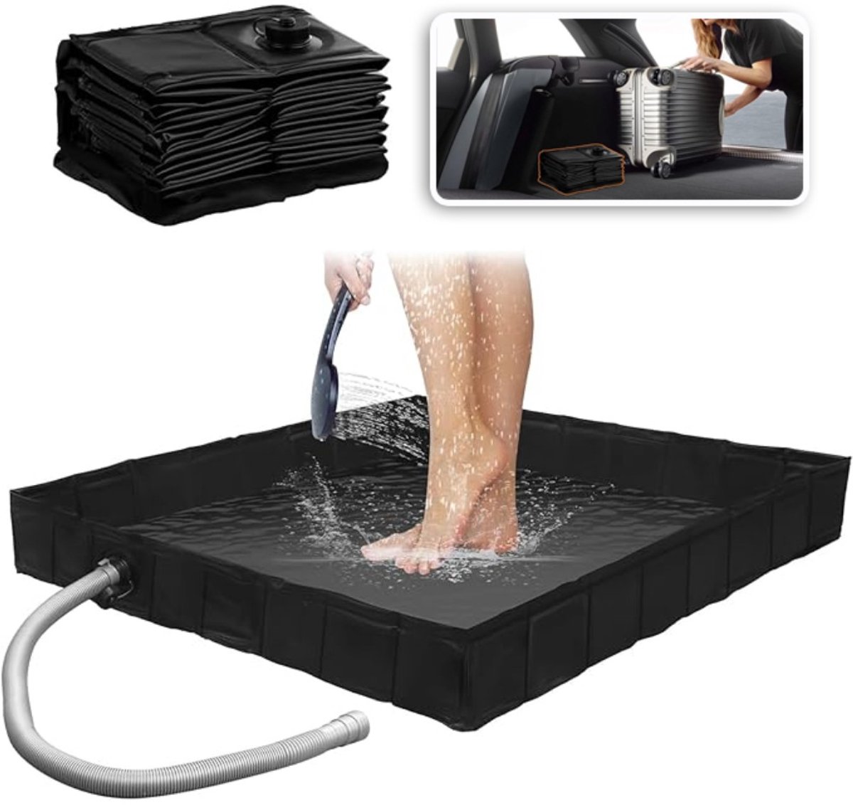 Opvouwbare Campingwastafel Met Afvoerklep - 80cm Vierkant Waterdicht PVC - Inklapbaar Eenvoudig Op Te Zetten - Lichtgewicht En Duurzaam Voor Buitengebruik