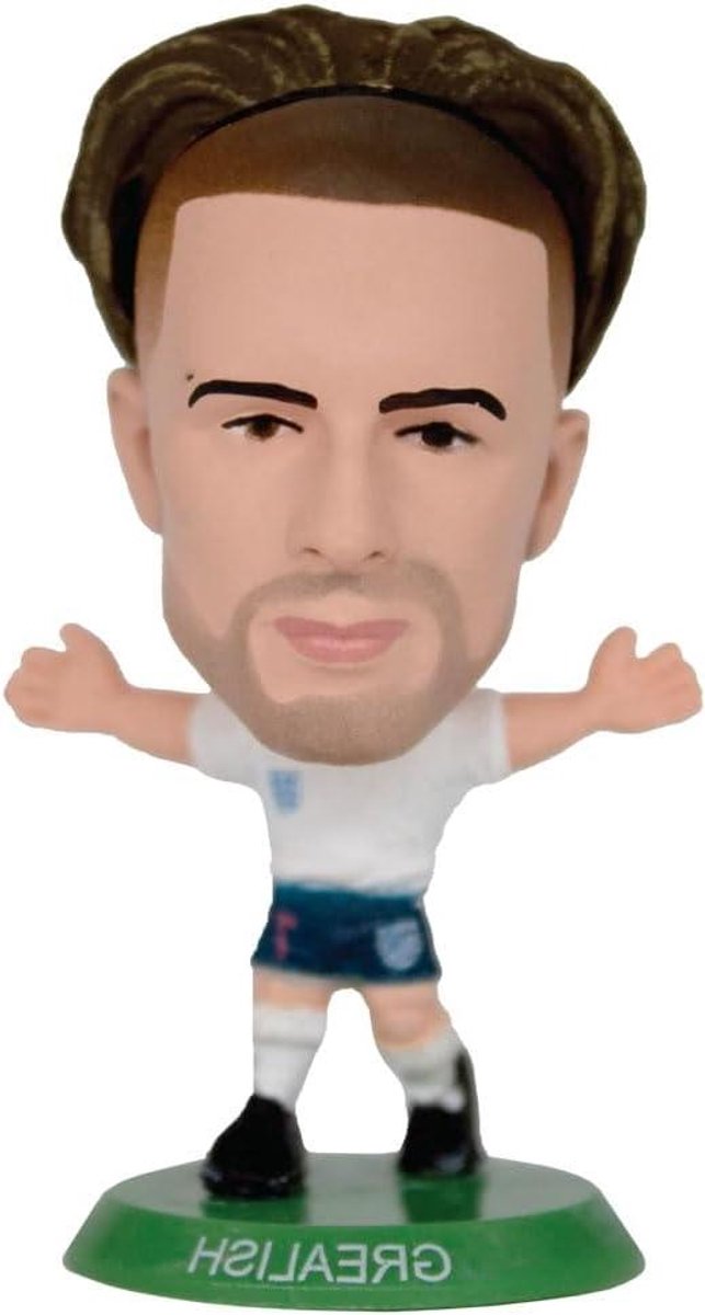 Voetbalfiguur Jack Grealish - Voetbaldecoratie Speler - Verzamelen - Officieel gelicentieerd - 5 cm hoog - Wit marineblauw groen