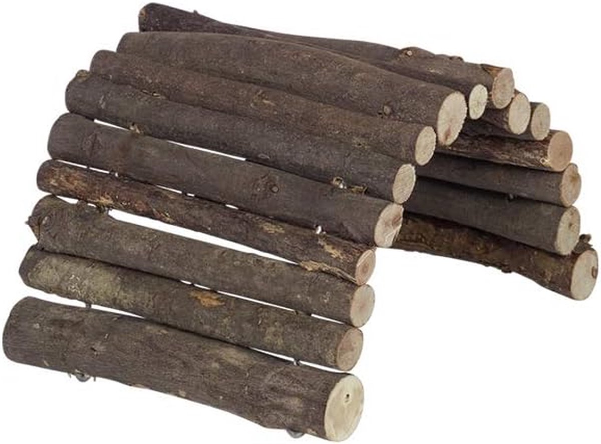 Knaagbrug Hout - Knaagdier Brug - Knaagdieren Verrijking - Natuurlijk Onbehandeld Hout - 35 x 19 cm - Houtkleur