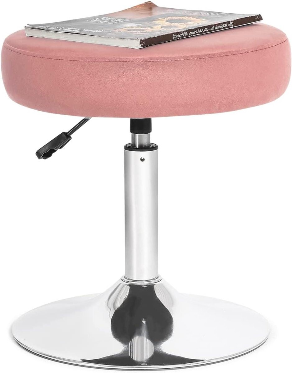 Draaibare Ottomaan - Kaptafel Stoel - Make-up Zitten - Verstelbare Hoogte - 41 cm Diameter - Roze