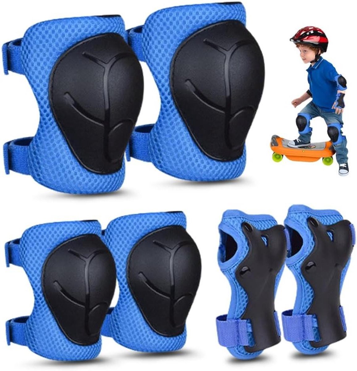 Kindersport Beschermingsset - Valbescherming Kinderen - Buitensporten - Ademend Gaasdoek - 3-delig - Zwart
