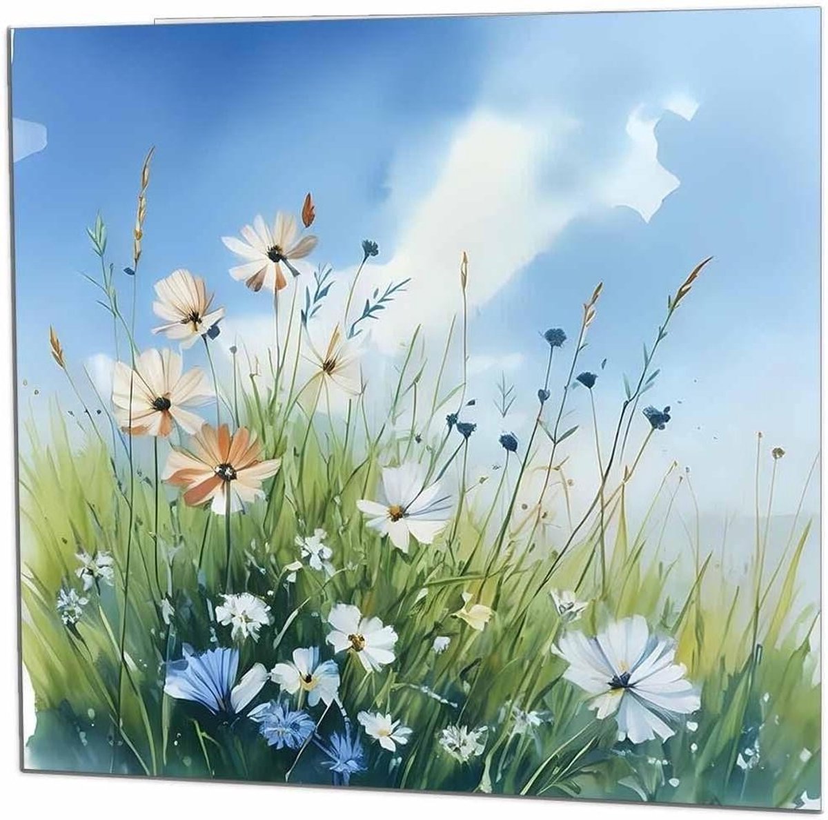 Wenskaart Bloemen - Verjaardagskaart Ansichtkaart - Persoonlijke Boodschap - Natuurprint Design - 145 x 145mm - Wit